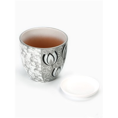 Горшок для цветов «Крокус», 2.5 л, d=18 см, h=16 см, керамический, с поддоном, серый