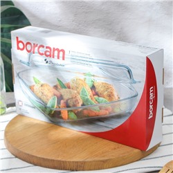 Форма для запекания Paşabahçe Borcam, 2 л, с крышкой, жаропрочное стекло, прозрачная
