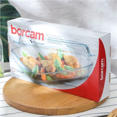 Форма для запекания Paşabahçe Borcam, 2 л, с крышкой, жаропрочное стекло, прозрачная