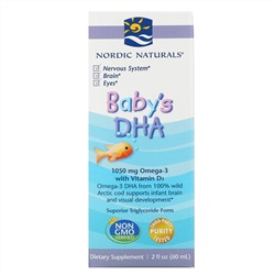 Nordic Naturals, докозагексаеновая кислота (ДГК) с витамином D3 для детей, 1050 мг, 60 мл (2 жидк. унции)