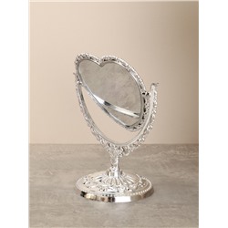 Зеркало настольное ажурное двустороннее 16,5 см сердце / YDW-06 /уп 72/серебро