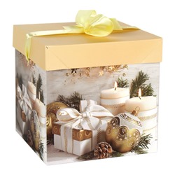 Коробка подарочная 15x15x15 см складная / 125-S /уп 12/840/Новый год