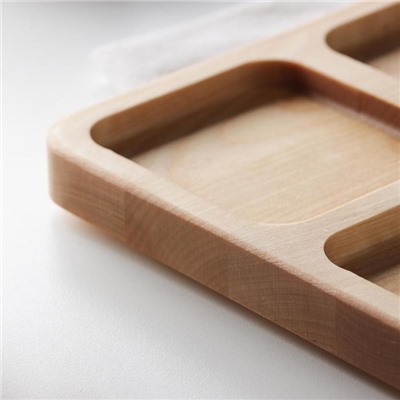 Менажница деревянная квадратная Доляна, 26×20.5×2 см, 3 секции, берёза