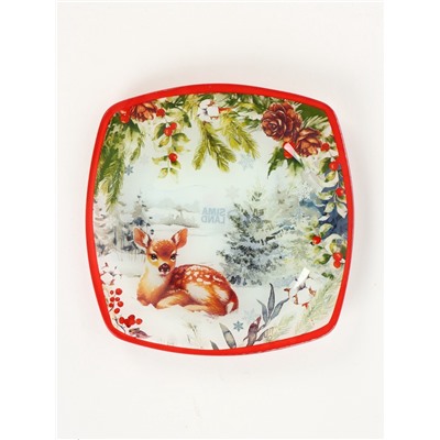 Тарелка новогодняя плоская «Лесная сказка», 20×20 см