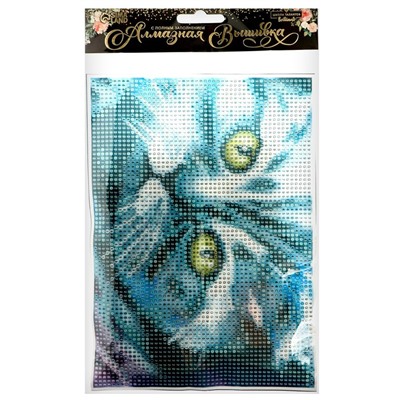 Алмазная мозаика с полным заполнением на холсте «Кот», 15×21 см