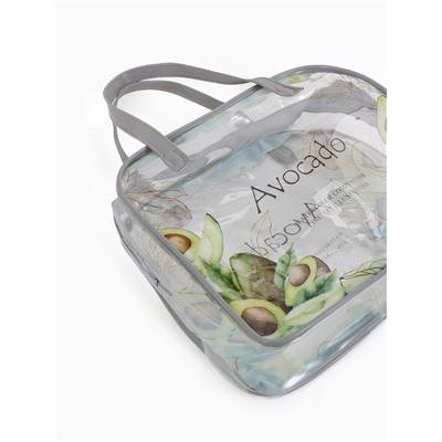 Косметичка - сумка на молнии для бассейна, с ручками, с принтом, серая