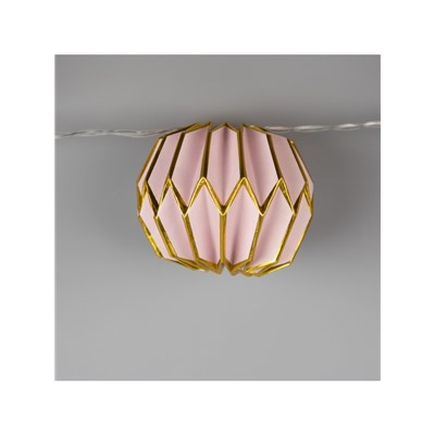 Гирлянда «Нить» 2 м с насадками «Розовый фонарик», IP20, прозрачная нить, 10 LED, батарейки AAх2 (нет в комплекте), свечение тёплое белое