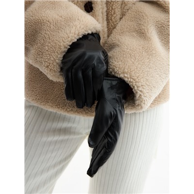 Перчатки женские зимние, безразмерные, с утеплителем, чёрные