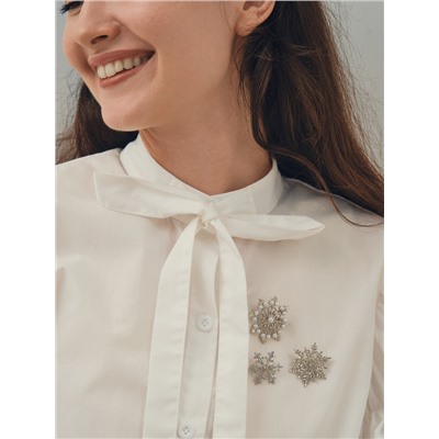 Брошь новогодняя «Снежинка» малая, радужная в серебре