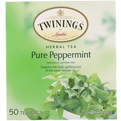Twinings, Травяной чай, чистая перечная мята, без кофеина, 50 чайных пакетиков, 100 г (3,53 унции)
