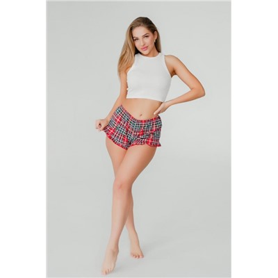 Шорты женские домашние бордовый с рюшей (Бордовый)