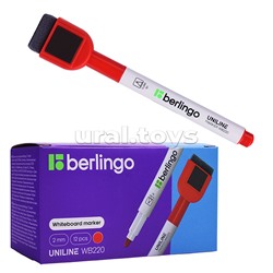 Маркер для белых досок на магните "Uniline WB220" красный, пулевидный, 2мм