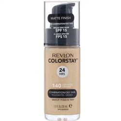 Revlon, Colorstay, тональная основа для комбинированной и жирной кожи, оттенок 140 «Овсянка», 30 мл