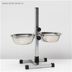 Подставка с мисками, 2×700 мл, высота 40 см, разборная с верхним фиксатором, хром