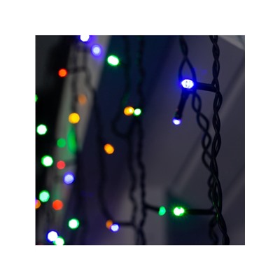 Гирлянда «Бахрома» 3×0.9 м, IP44, УМС, тёмная нить, 232 LED, свечение мульти, 220 В