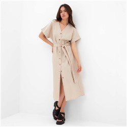 Платье миди женское на пуговицах MIST Summer time, бежевое, размер 46