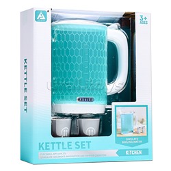 Бытовая техника "Электрический чайник с кружками"в коробке( цвет голубой)