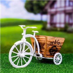 Фигурное кашпо для цветов «Велосипед Home & Garden», 26×12×18 см, дерево, пластик, белое