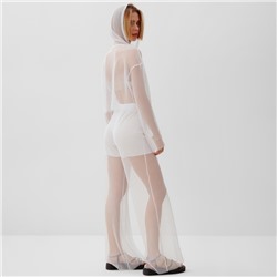 Костюм женский (лонгслив с капюшоном, брюки) MINAKU: Casual Collection, размер 46, белый