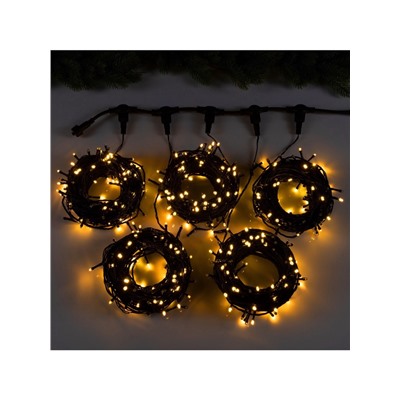 УЦЕНКА Гирлянда «Клип-лайт» 5 нитей по 20 м, IP44, УМС, тёмная нить, 665 LED, свечение тёплое белое, мерцание всех светодиодов, 24 В