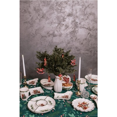 Тарелка сервировочная новогодняя Доляна «Сказки зимнего леса», 20×15.5×3 см, доломит, белая