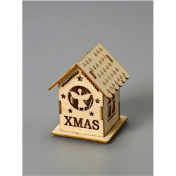 Ёлочная игрушка «Домик с ангелом», 6×4.5×4.5 см, от батареек, свечение тёплое белое