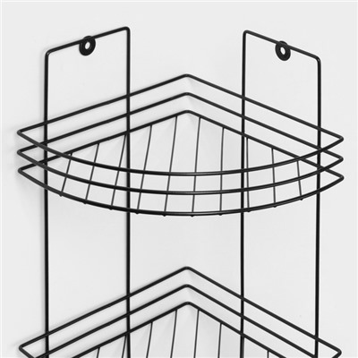 Полка для ванной угловая 3-х ярусная, 20×20×49 см, чёрная