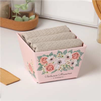 Набор полотенец «Этель. Любимой мамочке», 35×60 см - 3 шт., 100% хлопок