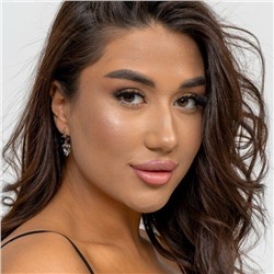 Серьги ассиметрия коллекция "Дубай" покрытие посеребрение, камень прозрачный, черный, 122502, арт.947.654