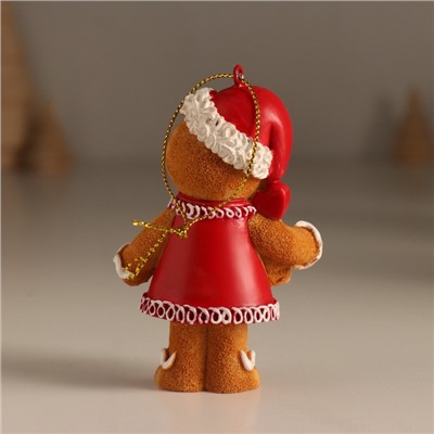 Фигурка-подвеска полистоун «Имбирный снеговик в новогоднем наряде», ёлочная игрушка, 5.5×4×8.5 см, МИКС