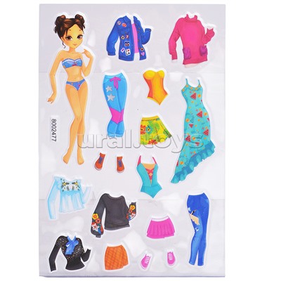 Наклейки мягкие "Одевайка модель" размер карточки 10x15 см, puff, объемные, многоразовые