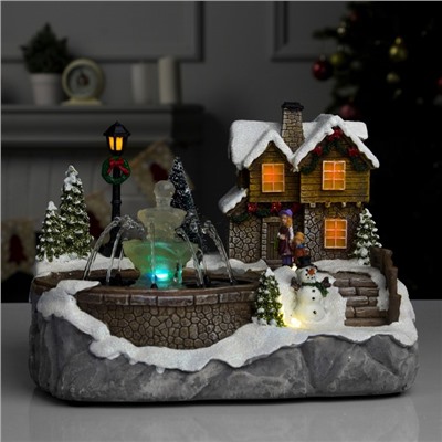 УЦЕНКА Фигура светодиодная «Новогодний фонтан», 23×18×13 см, батарейки ААх3 (не в комплекте), USB, свечение тёплое белое