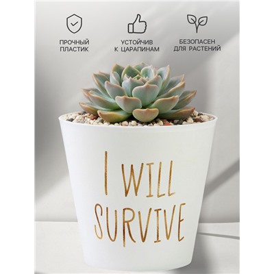 Кашпо для цветов «Я выживу», 800 мл, d=12 см, h=11 см, пластиковое