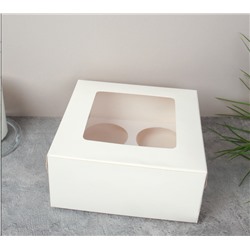 Коробка подарочная складная Белый 16x16x9 см / QR1616 /уп 12/600/ 689433 Капкейк