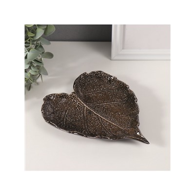 Подставка для мелочей «Лист с прожилками», керамика, коричневый глянец 16×19.5×2.5 см