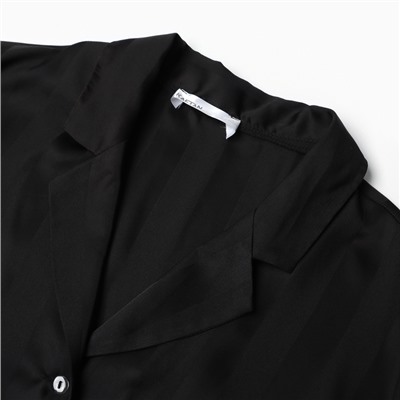 Пижама женская (рубашка, шорты) KAFTAN «Полоска», размер 44-46, чёрная