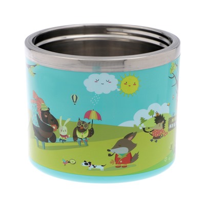 Ланч-бокс "В мире зверей", 630 мл, сохраняет тепло 3 ч, 11 х 15 см, голубой