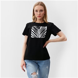 Футболка женская Let's go, чёрная, размер 44