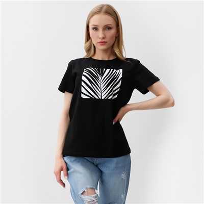 Футболка женская Let's go, чёрная, размер 44