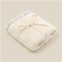 Полотенце махровое SL HOME: Floral «Айвори» 90×150 см, хлопок 100%, бежевое
