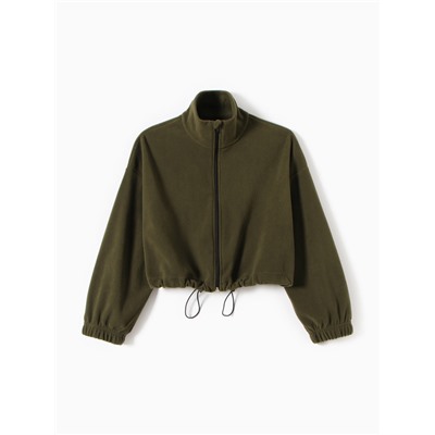 Толстовка флисовая для девочки MINAKU: Fleece Soft, хаки, рост 146 см