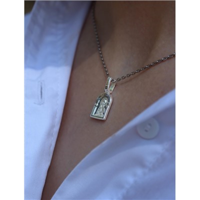 Подвеска из чернёного серебра - Святая Матрона Московская, Ангел Хранитель 925 пробы К3-383ч