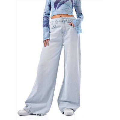 Женские джинсы широкие с потёртостями CRACPOT