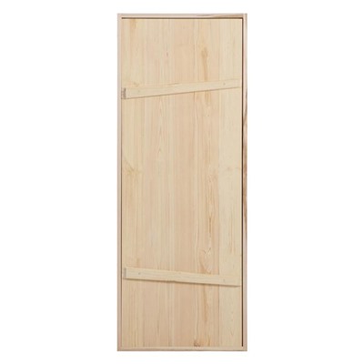 Дверь для бани и сауны, 180×70 см по коробке, сосна, на клиньях, массив, «Добропаровъ»