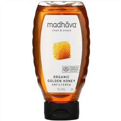 Madhava Natural Sweeteners, Organic Golden Honey, Unfiltered , 16 oz (454 g)
