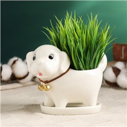 УЦЕНКА Горшок «Щенок» белый, 13×7×10 см