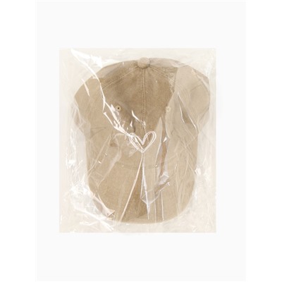 Кепка женская MINAKU «Сердце», размер 56-58, бежевая, вареный деним