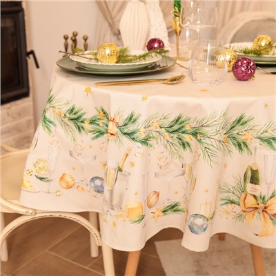 УЦЕНКА Скатерть Этель Spruce mood d=150см +/-3см с ВГМО, 100%хл, саржа 190гр/м2