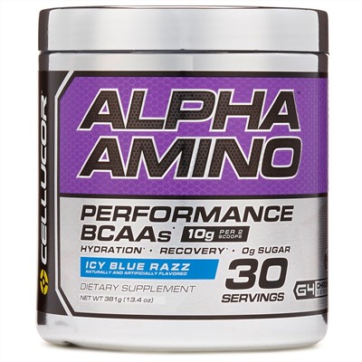 Cellucor, Alpha Amino, BCAA для улучшения результатов, льдисто-голубая вспышка, 381 г (13,4 унции)