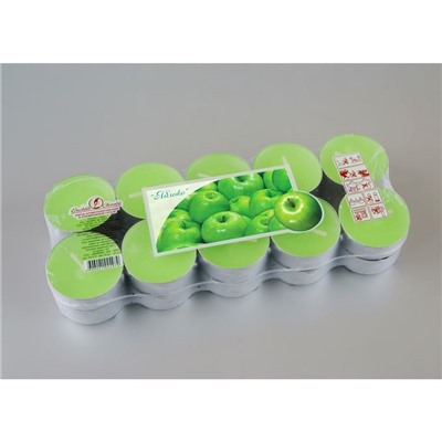 Набор свечей ароматических чайных «Яблоко», 3.8×1.6 см, 3.5 ч, 12 г, 20 шт. в термоусадке